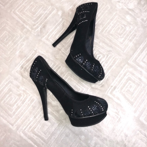 COPY - Black Suede Heels - Picture 4 of 6